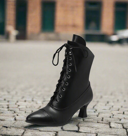 Women’s High Heel Martin Boots – British Style Motorcycle Fashion