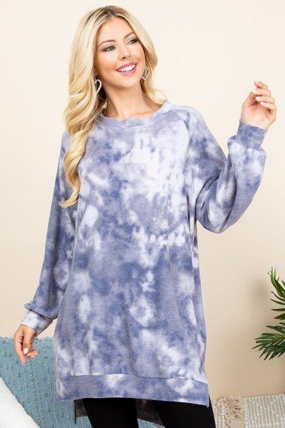 Ultra Cozy Tie Dye French Terry Brush Oversize Casual Pullover - It's a Girly Place