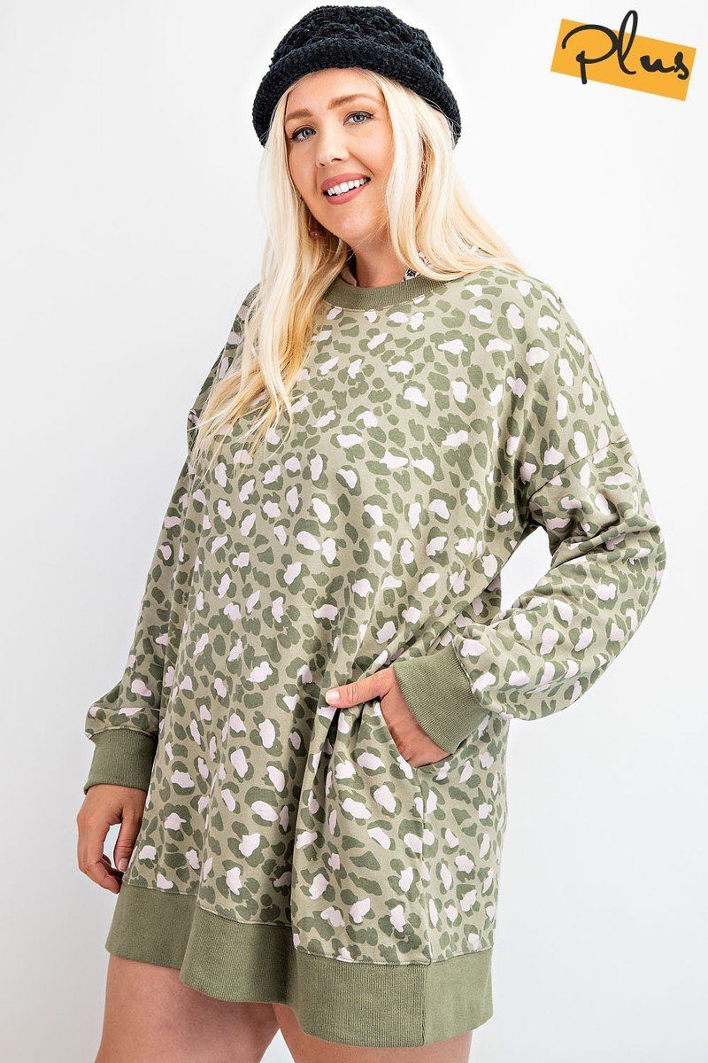 Leopard Printed Terry Knit Dress - It's a Girly Place