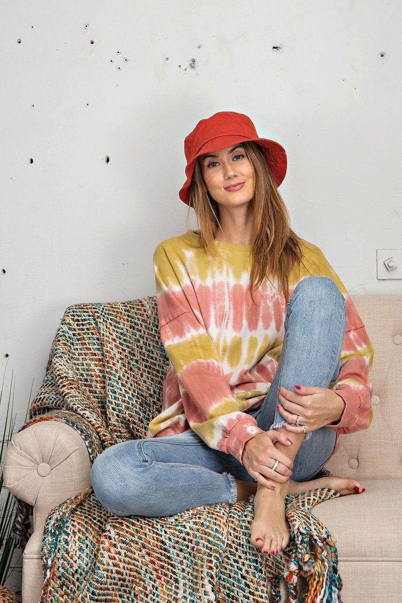 Ombre Dye Terry Knit Banded Bottom Pullover - It's a Girly Place