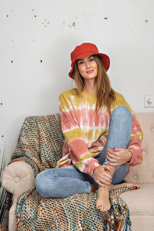 Ombre Dye Terry Knit Banded Bottom Pullover - It's a Girly Place
