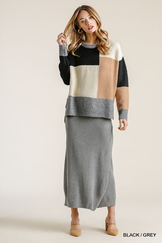 Colorblock Contrasted Cotton Fabric On Back Top With Side Slits And High Low Hem - It's a Girly Place