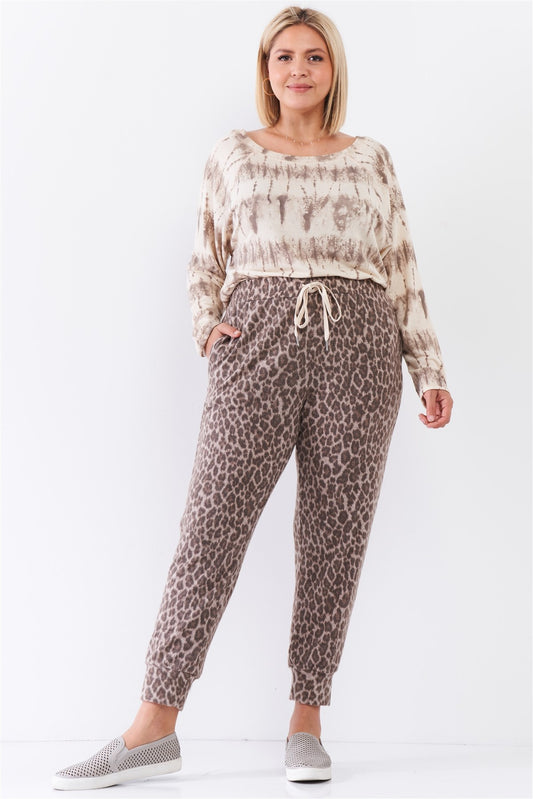 Plus Ivory Acid Wash Print Bateau Neck Relaxed Fit Long Sleeve Top - It's a Girly Place