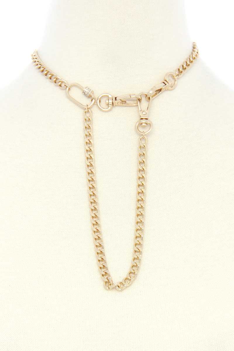 Oval Charm Curb Link Metal Necklace - It's a Girly Place