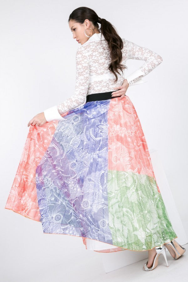 Color Block Pleated Maxi Skirt - It's a Girly Place