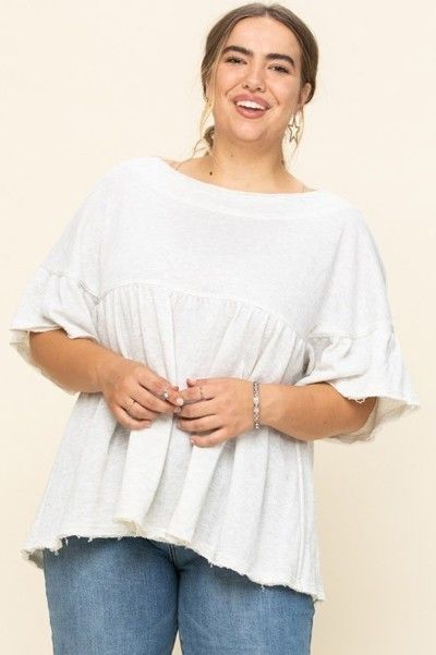 Solid French Pullover Terry Woven Top - It's a Girly Place