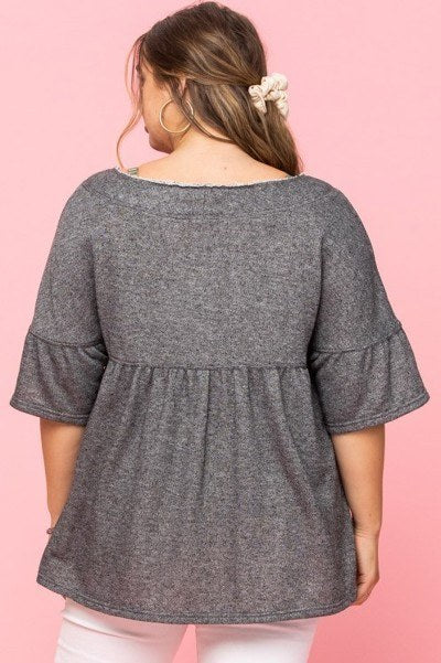 Solid French Pullover Terry Woven Top - It's a Girly Place