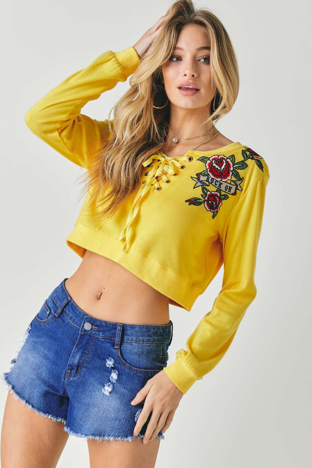 Floral Embroidered Cropped Sweatshirt - It's a Girly Place
