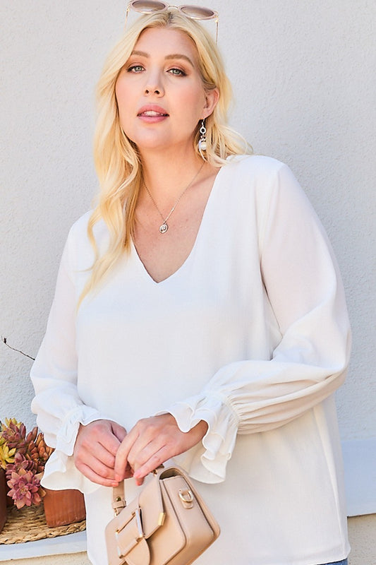 V Neck Tier Ruffle Sleeve Top - It's a Girly Place