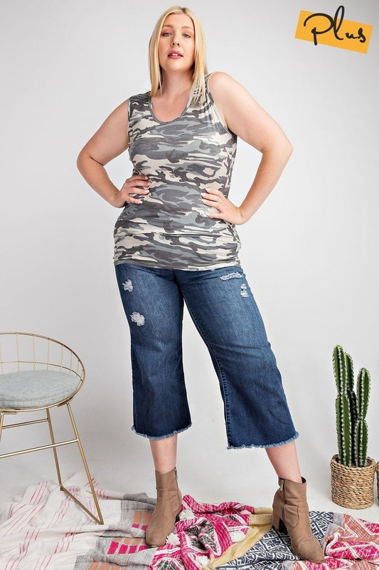 Rayon Rib Printed Knit Tank Top - It's a Girly Place