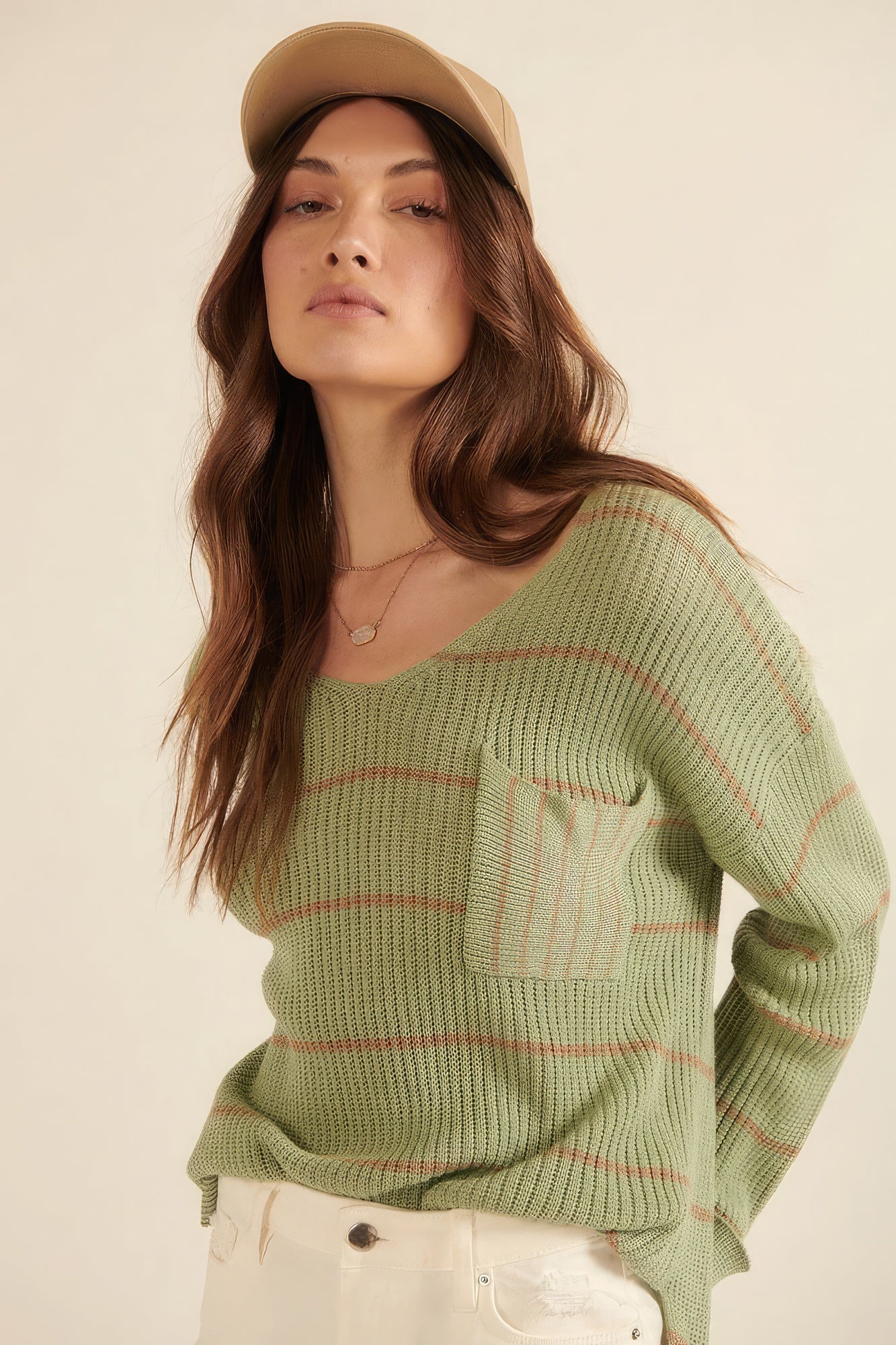 Striped Rib-knit Oversized Pocket Sweater - It's a Girly Place