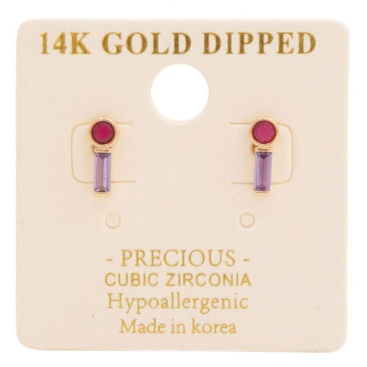 14k Gold Dipped Cz Stone Stud Earring - It's a Girly Place