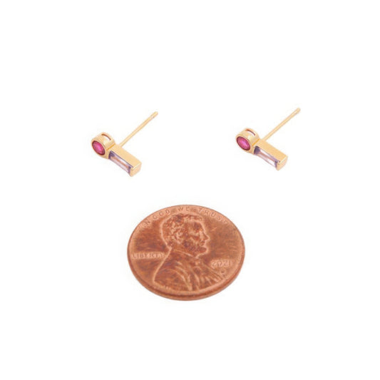 14k Gold Dipped Cz Stone Stud Earring - It's a Girly Place