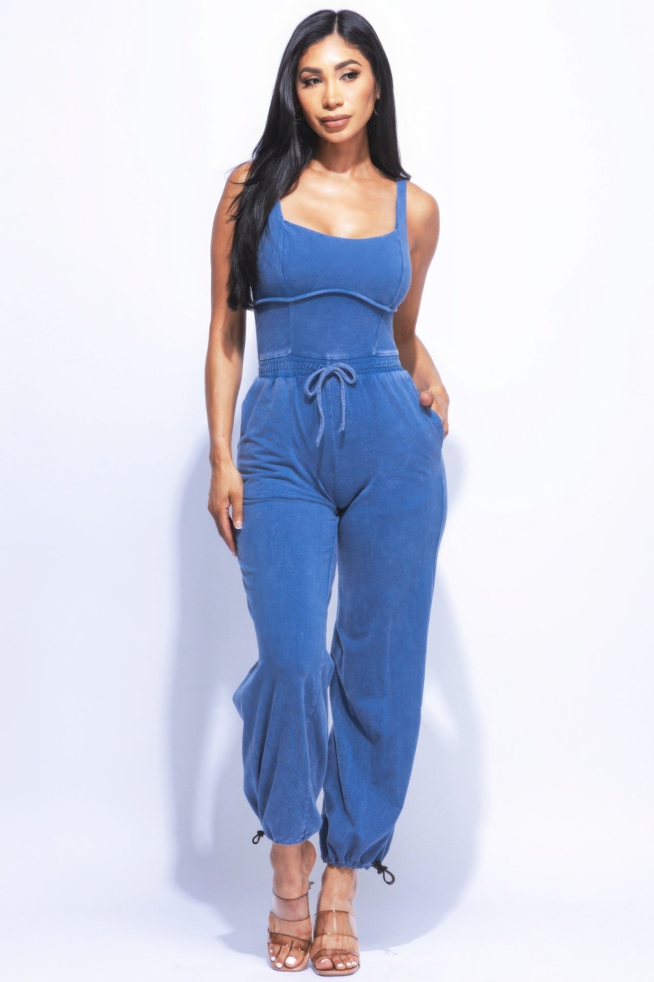 Washed Jumpsuit With Adjustable Ankle - It's a Girly Place