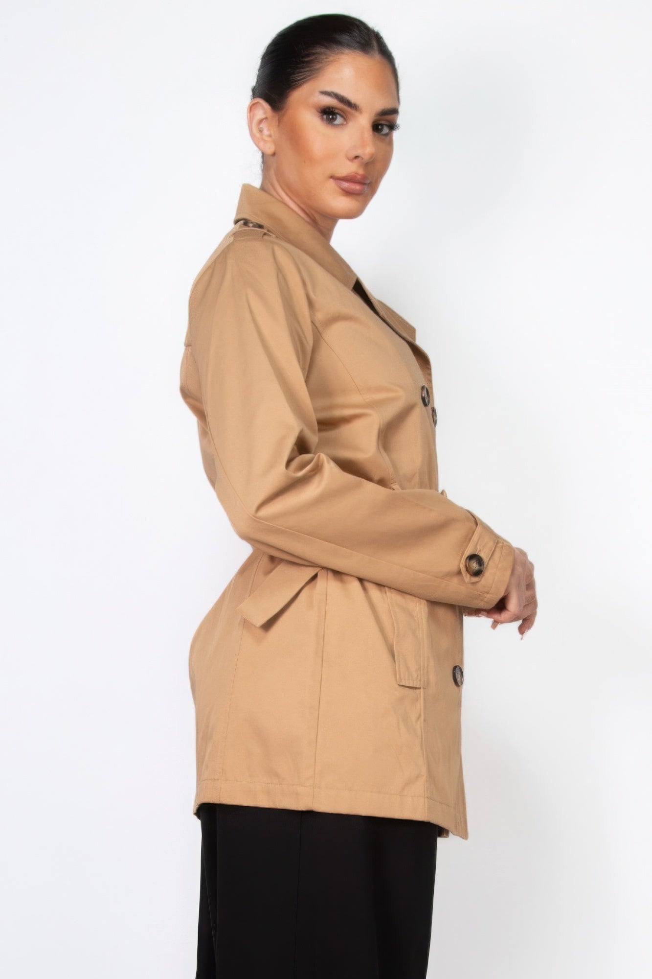 Double-breasted Notch Belted Coat - It's a Girly Place