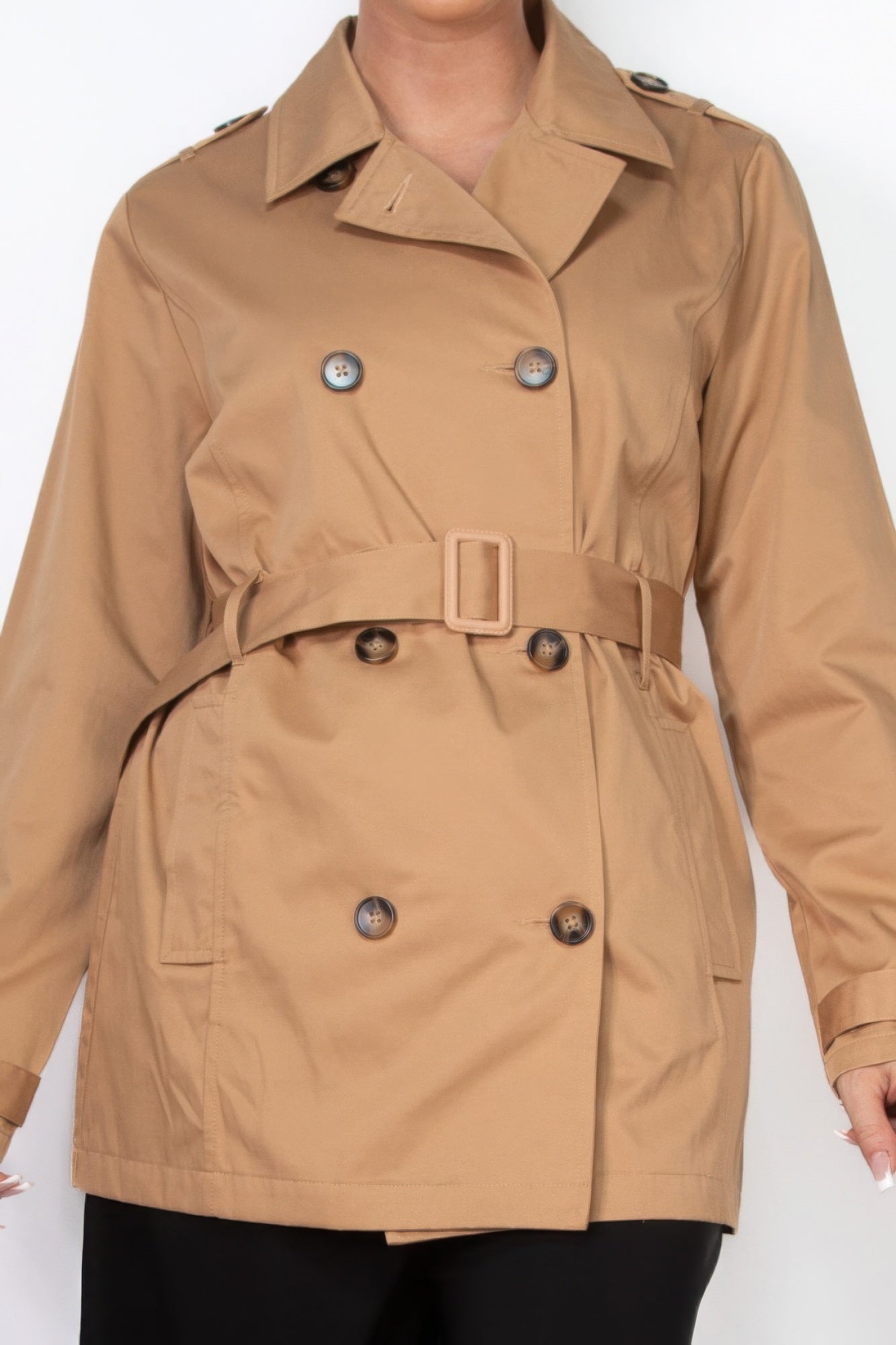 Double-breasted Notch Belted Coat - It's a Girly Place