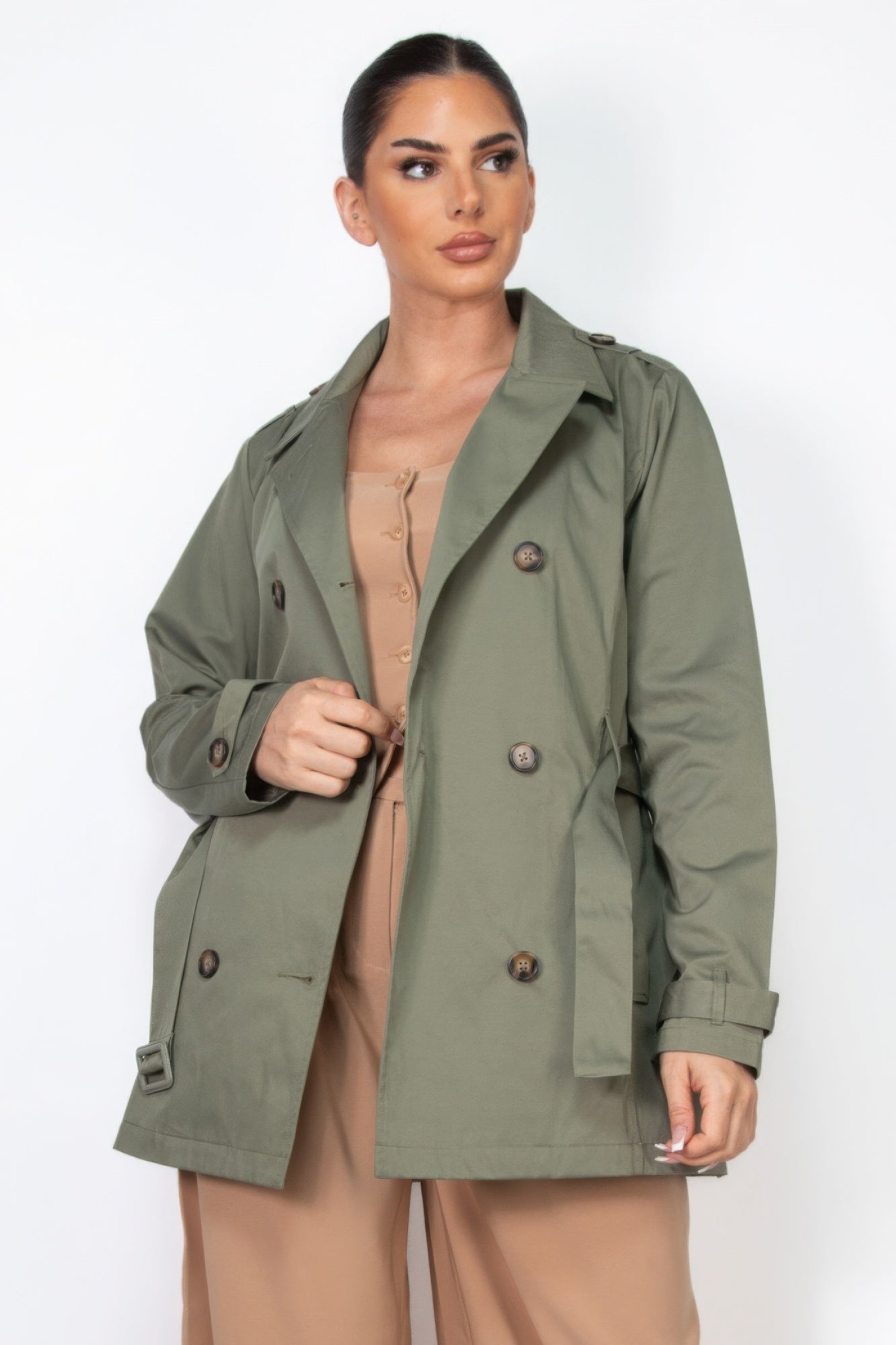 Double-breasted Notch Belted Coat - It's a Girly Place