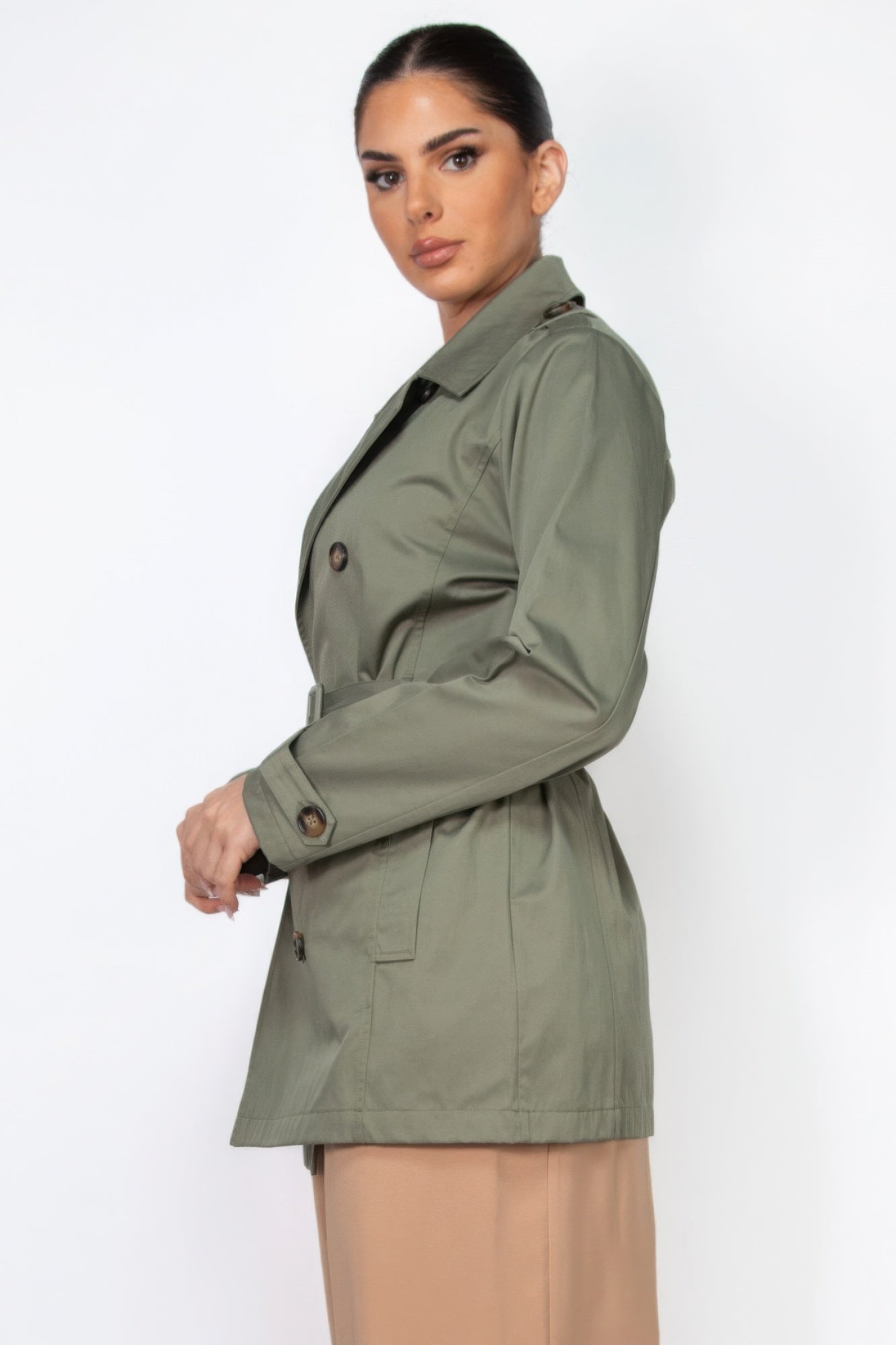 Double-breasted Notch Belted Coat - It's a Girly Place