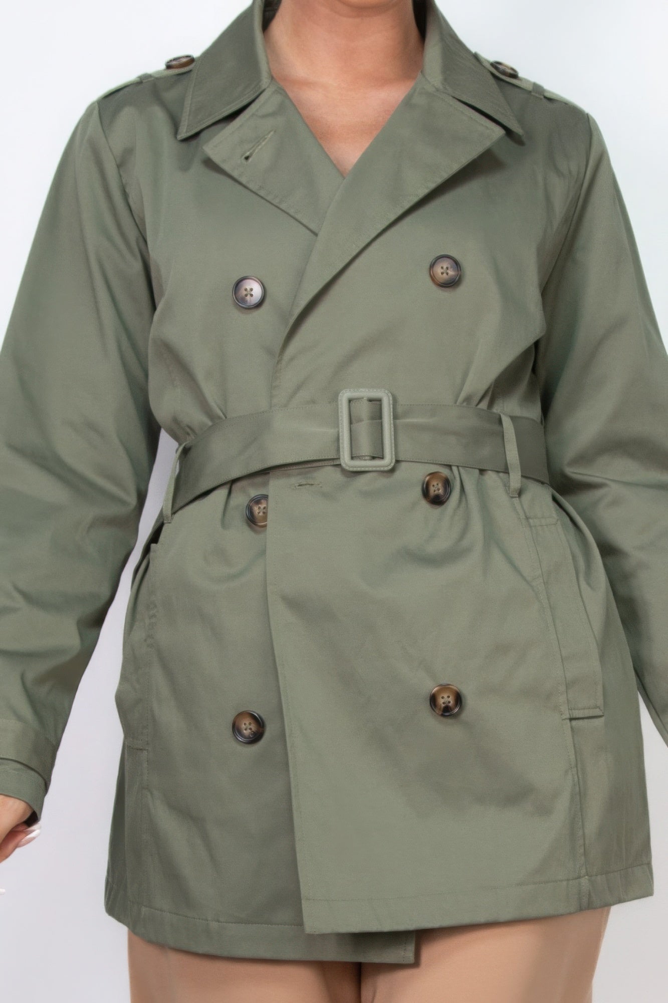 Double-breasted Notch Belted Coat - It's a Girly Place