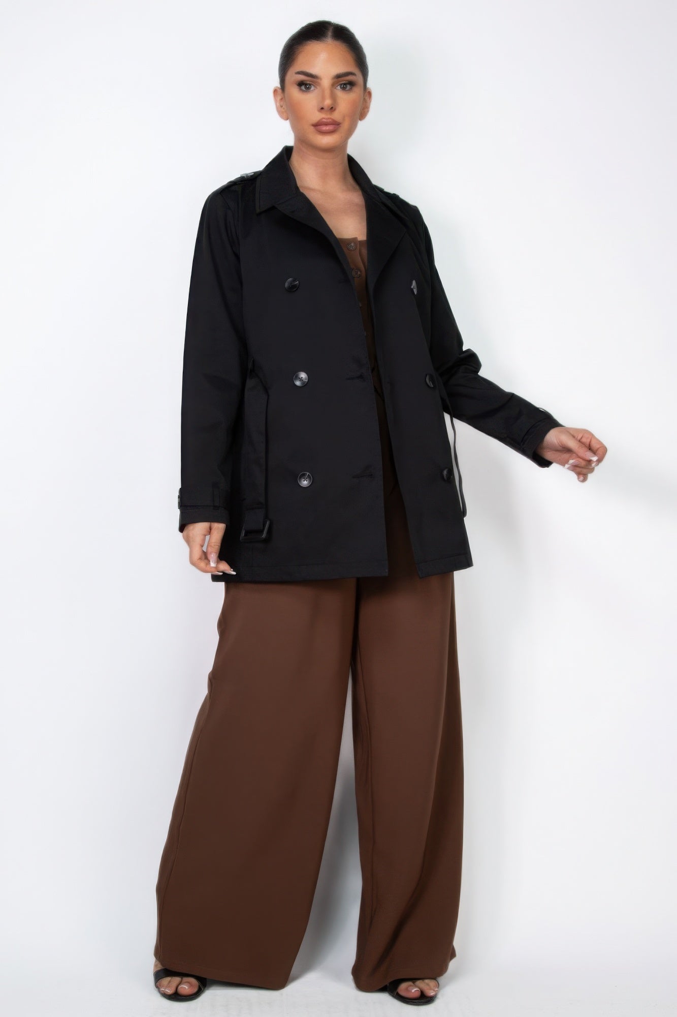 Double-breasted Notch Belted Coat - It's a Girly Place
