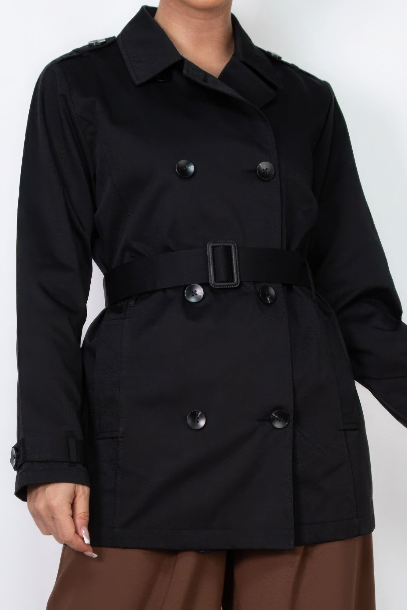 Double-breasted Notch Belted Coat - It's a Girly Place