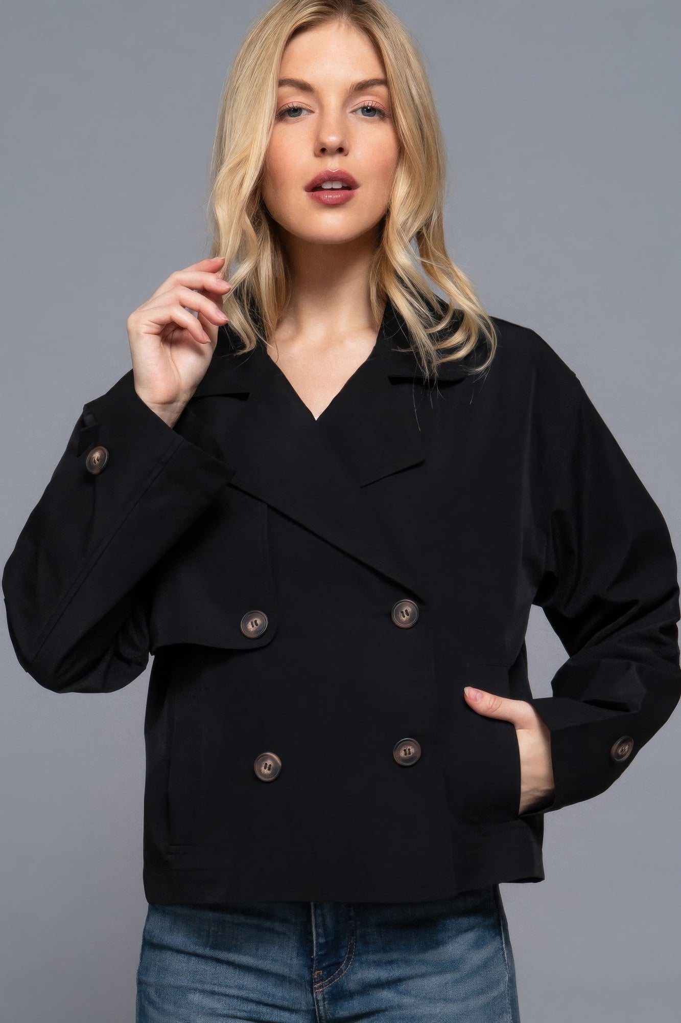 Double Breasted Short Trench Jacket - It's a Girly Place