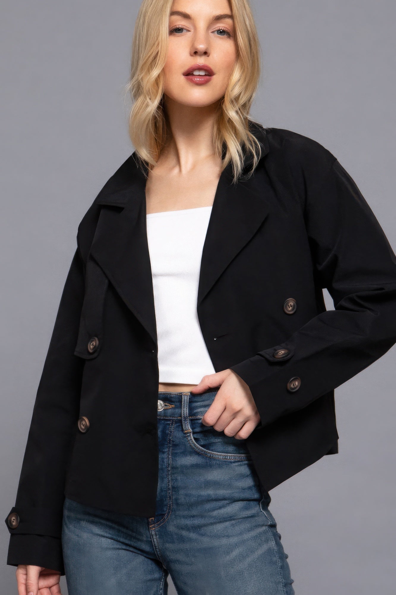 Double Breasted Short Trench Jacket - It's a Girly Place