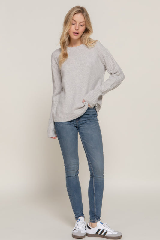 Long Slv Mock Neck Raised Seam Sweater - It's a Girly Place