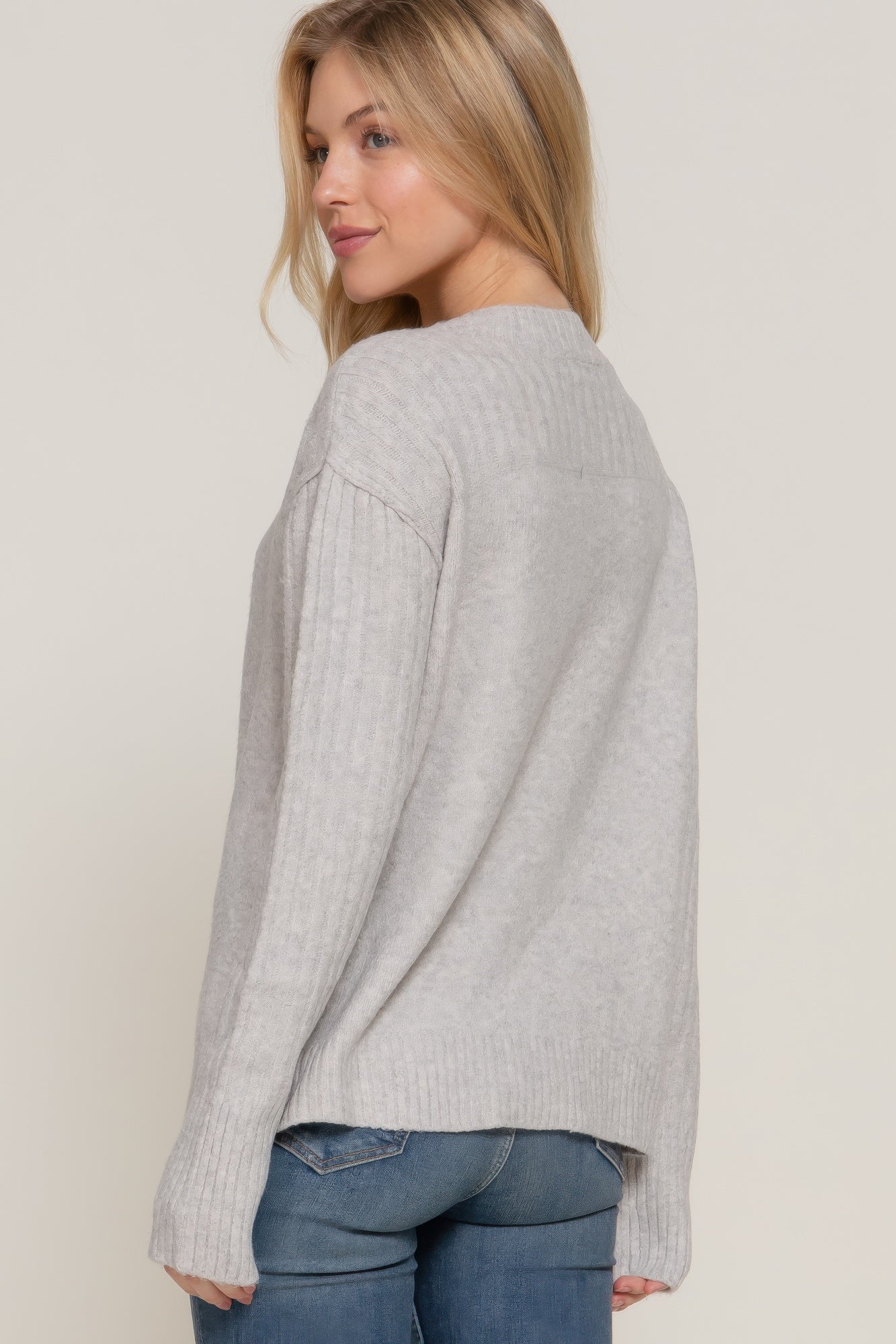 Long Slv Mock Neck Raised Seam Sweater - It's a Girly Place