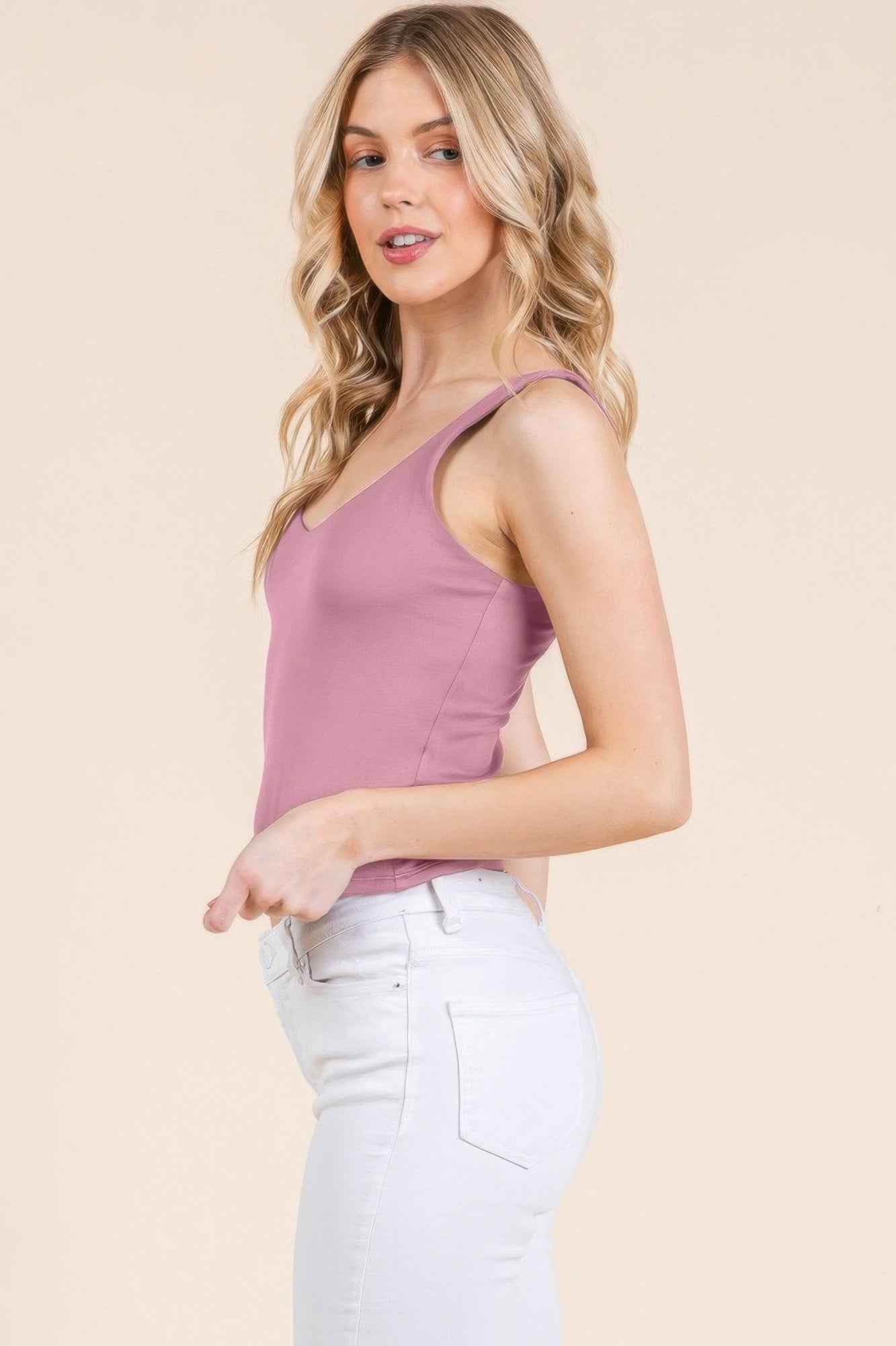 V-neck Basic Double Layers Tank Top