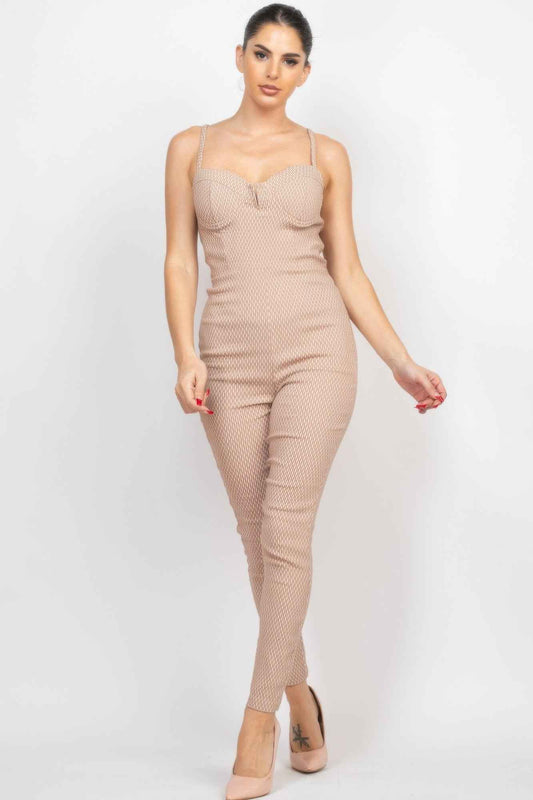 Plaid Sleeveless Zippered Jumpsuit