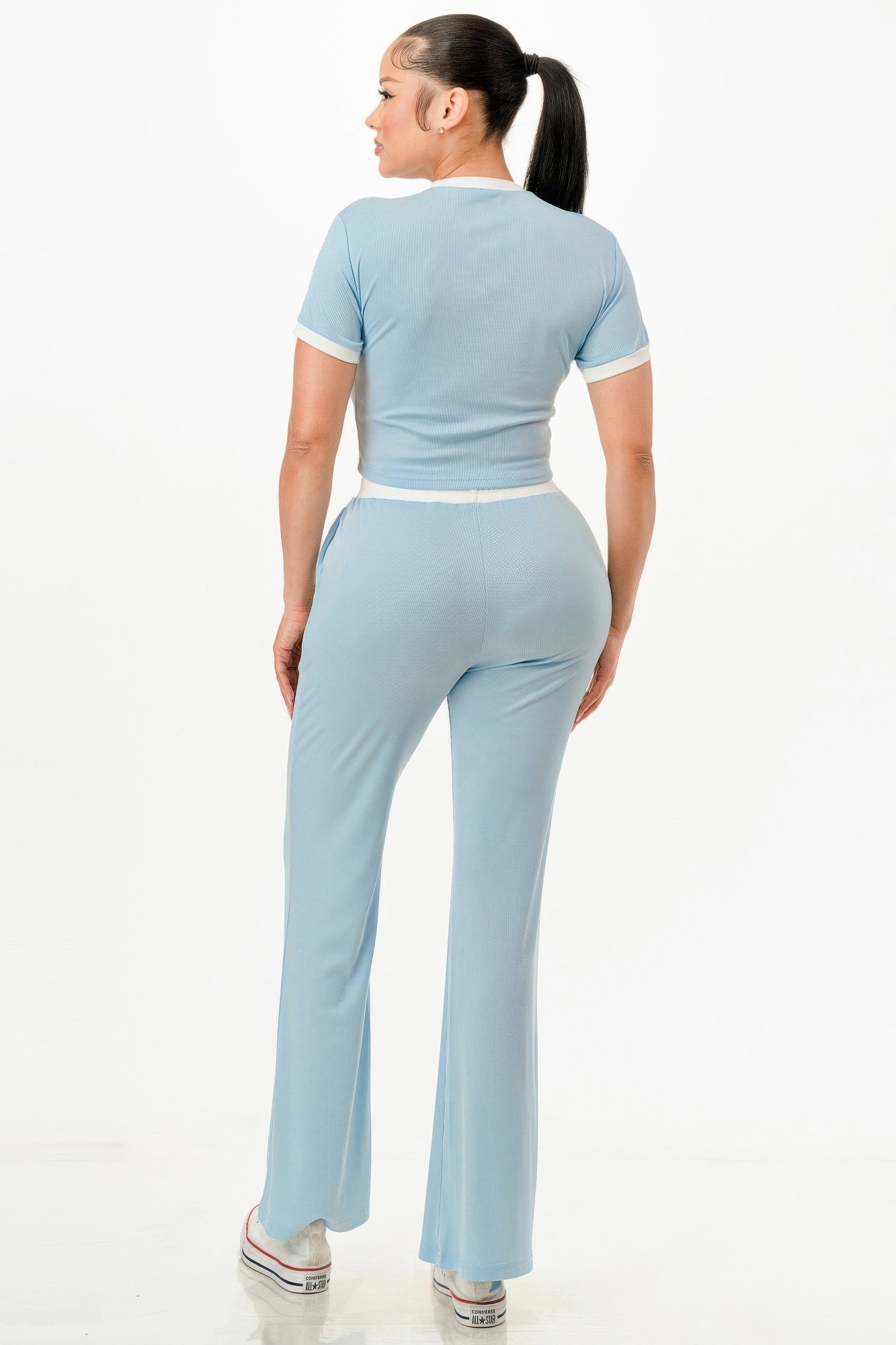 Ribbed Contrast Binding Top And Pants Set - It's a Girly Place
