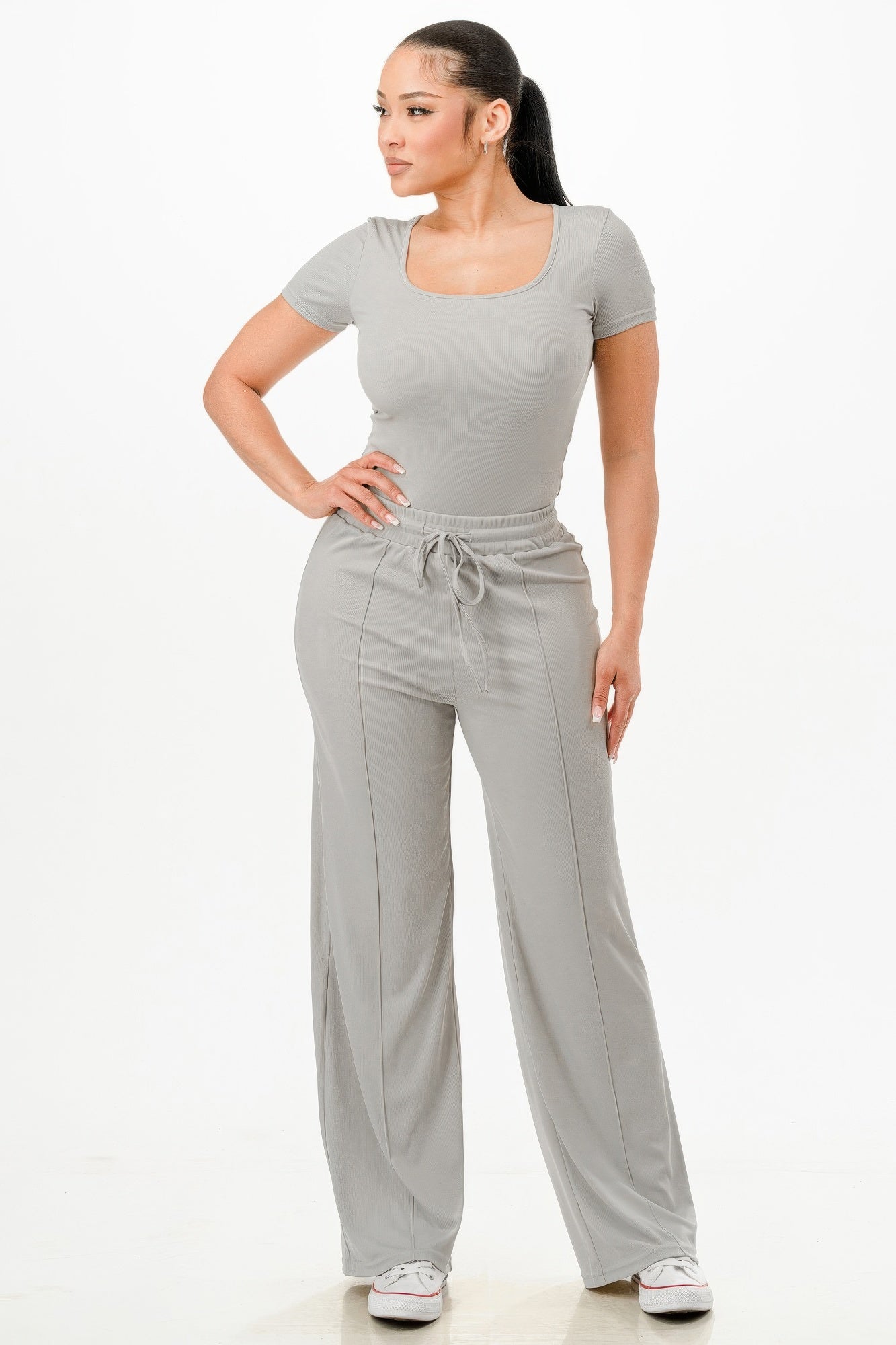 Ribbed Bodysuit And Pants Set - It's a Girly Place