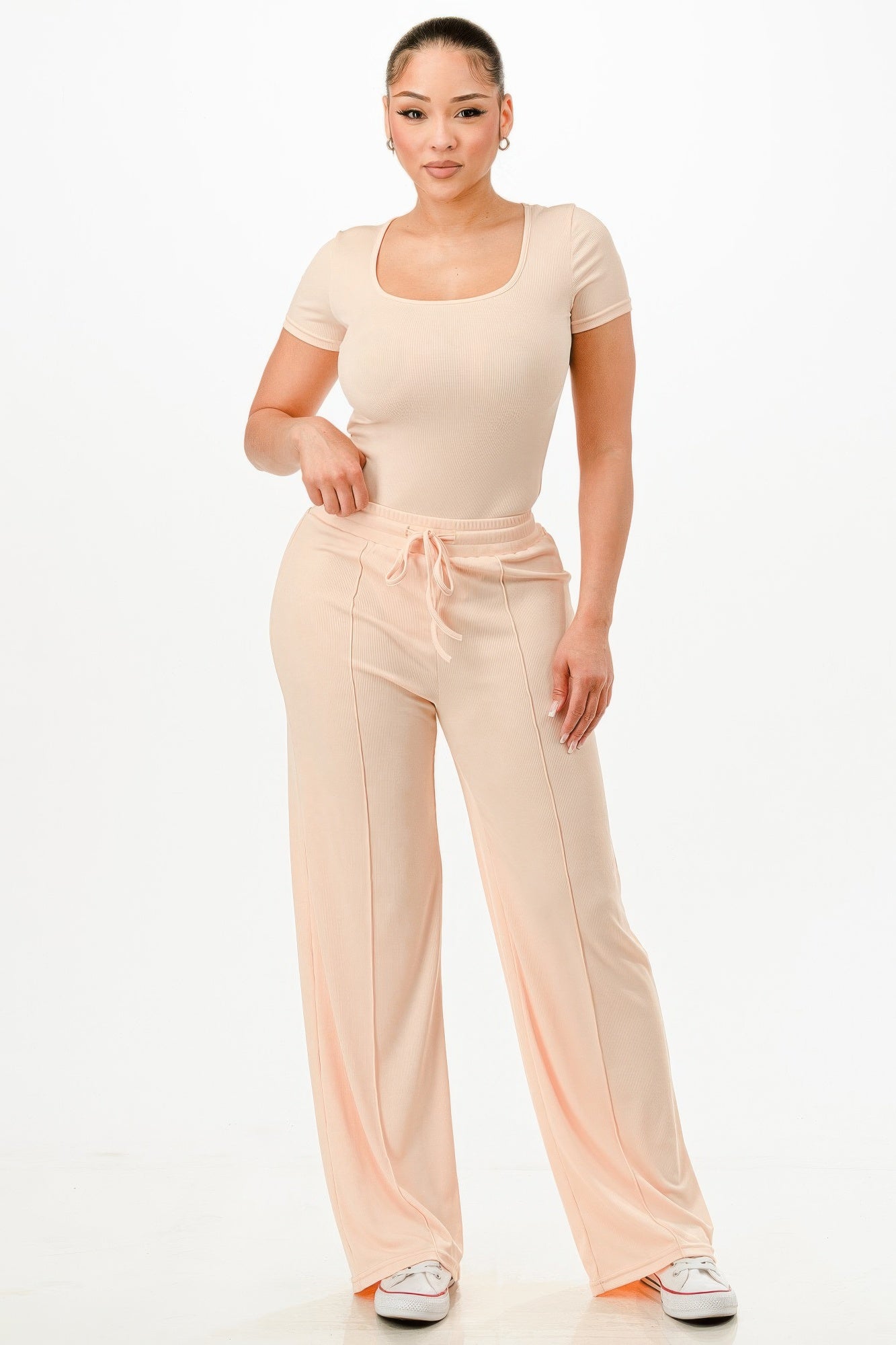 Ribbed Bodysuit And Pants Set - It's a Girly Place