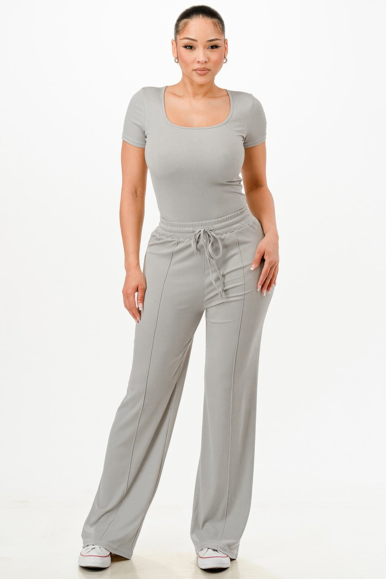 Ribbed Bodysuit And Pants Set - It's a Girly Place