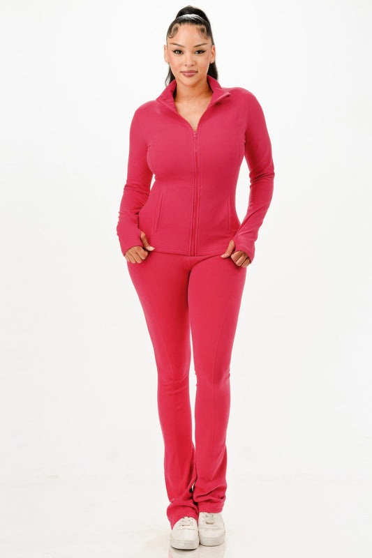 Thermal Active Wear Jacket With Flare Pants Set - It's a Girly Place