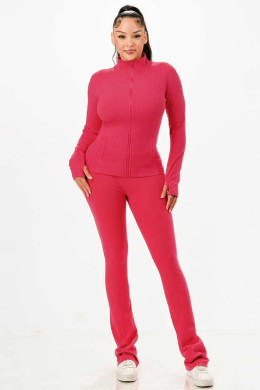 Thermal Active Wear Jacket With Flare Pants Set - It's a Girly Place