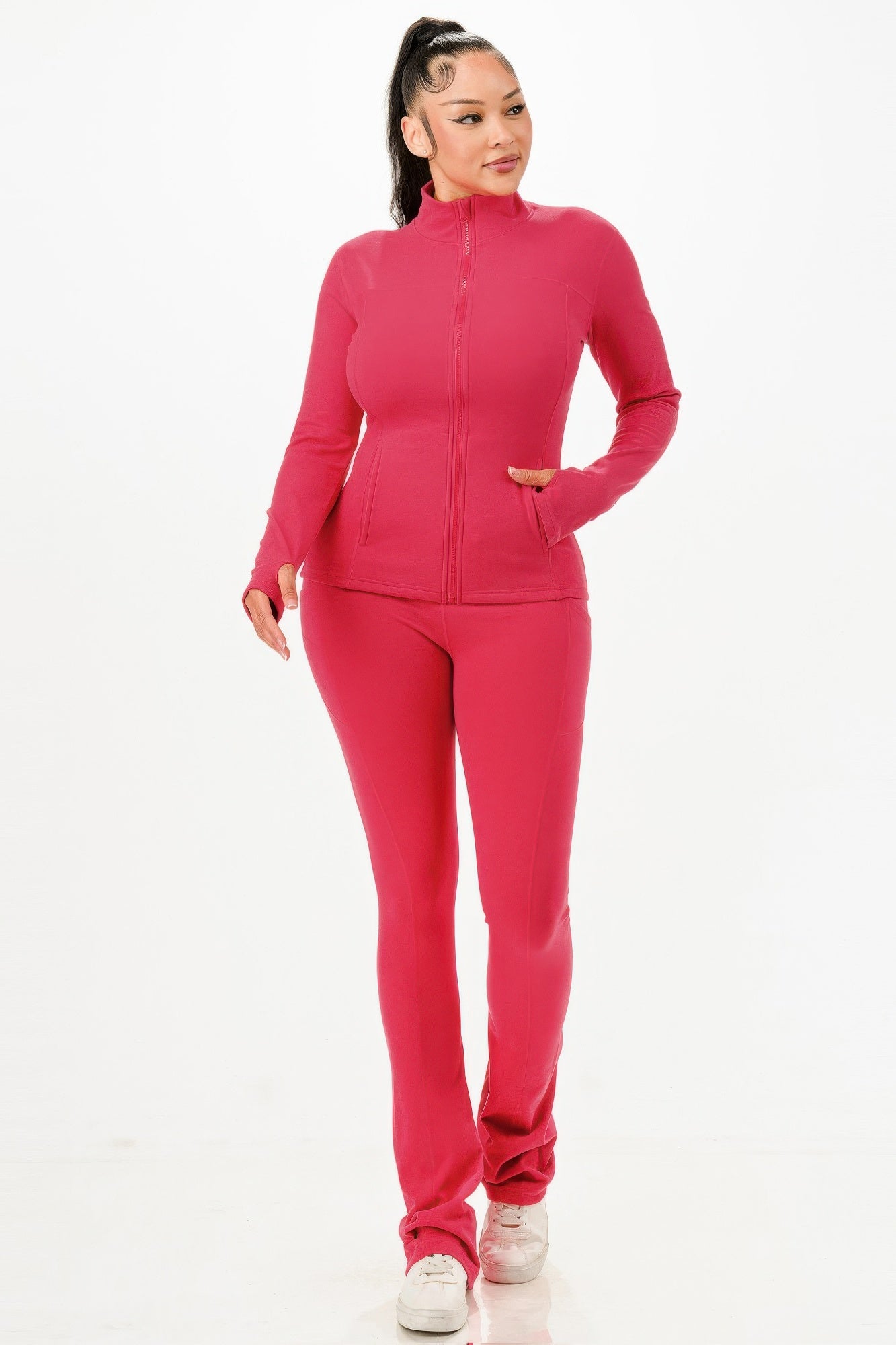 Thermal Active Wear Jacket With Flare Pants Set - It's a Girly Place
