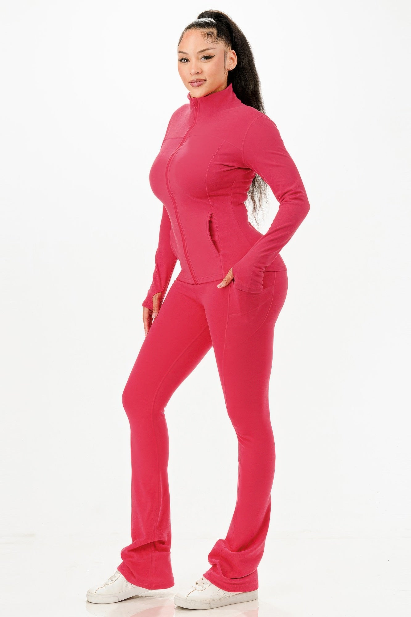 Thermal Active Wear Jacket With Flare Pants Set - It's a Girly Place