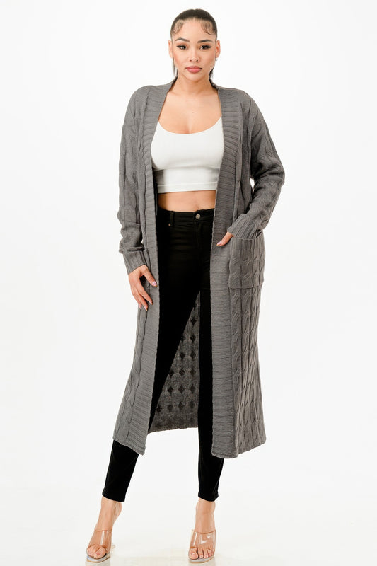 Cable Sweater Long Cardigan - It's a Girly Place