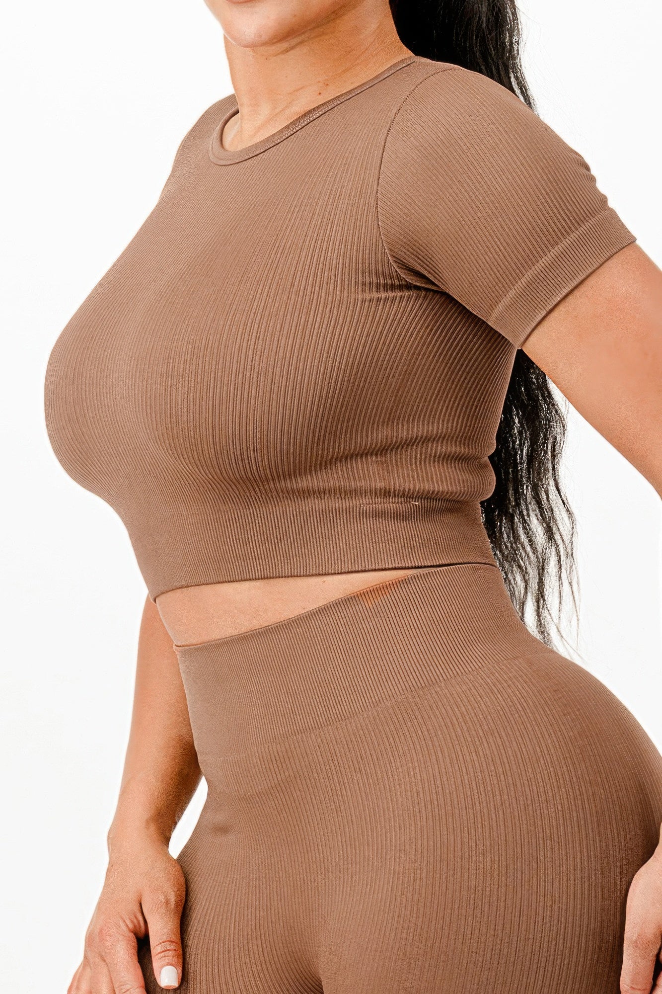 Ribbed Seamless T-shirt And Leggings Set - It's a Girly Place