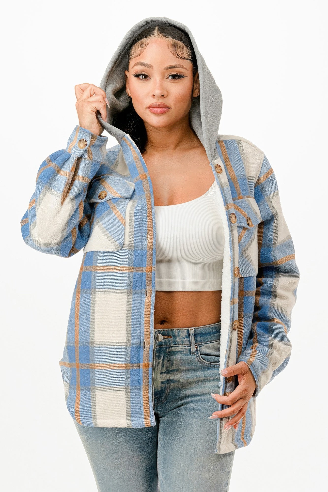 Hooded Plaid Jacket - It's a Girly Place