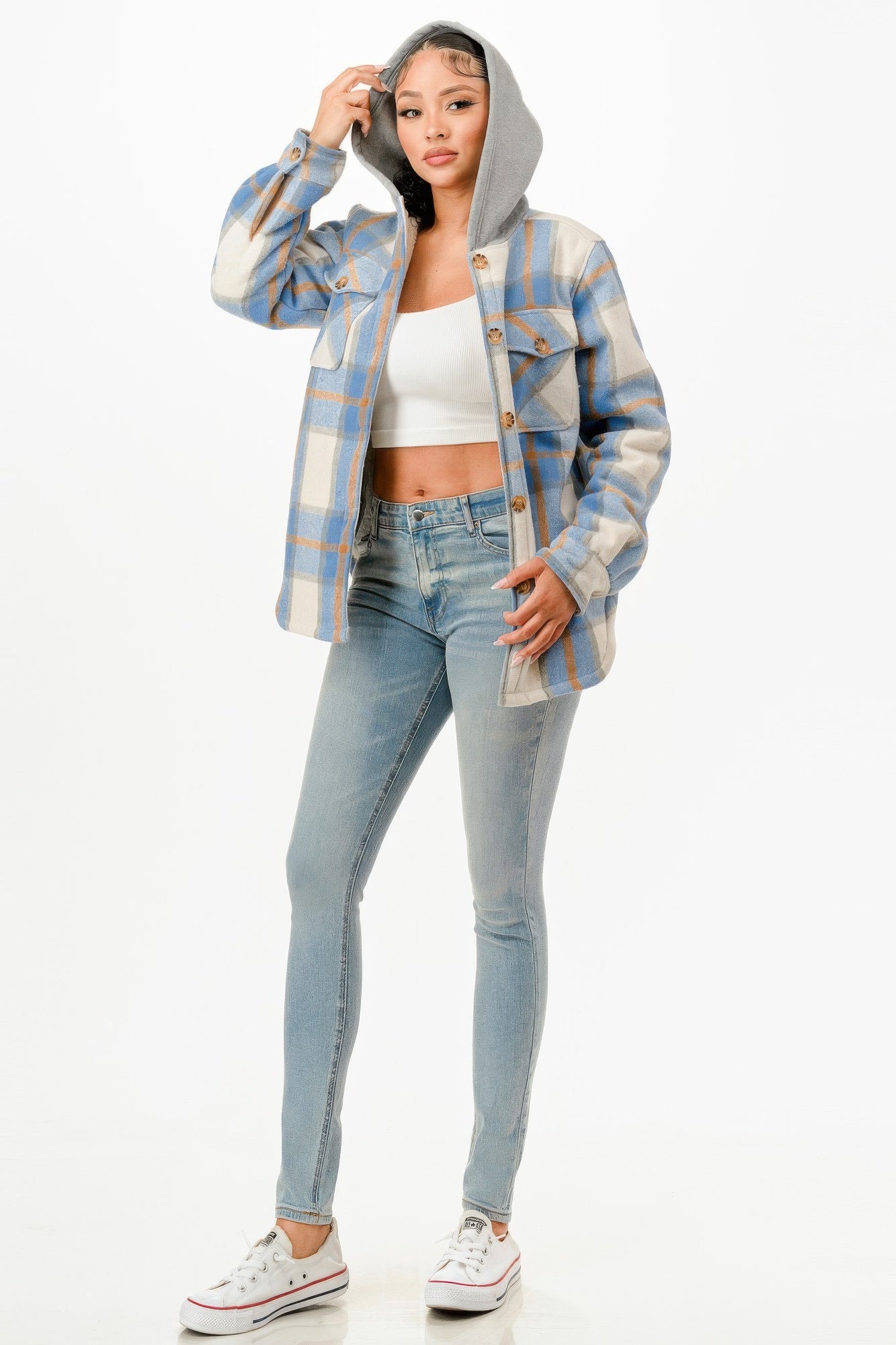 Hooded Plaid Jacket - It's a Girly Place