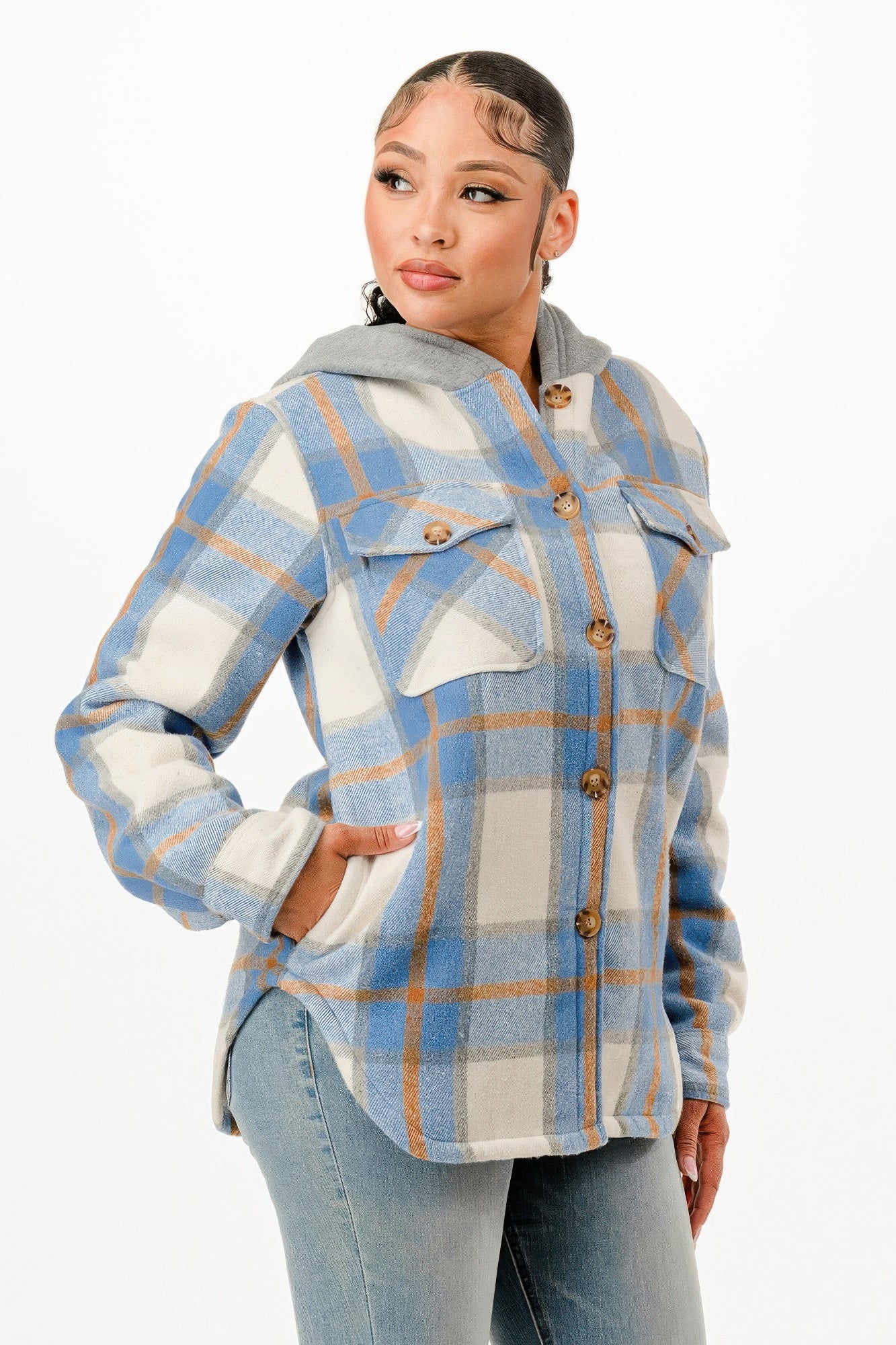 Hooded Plaid Jacket - It's a Girly Place