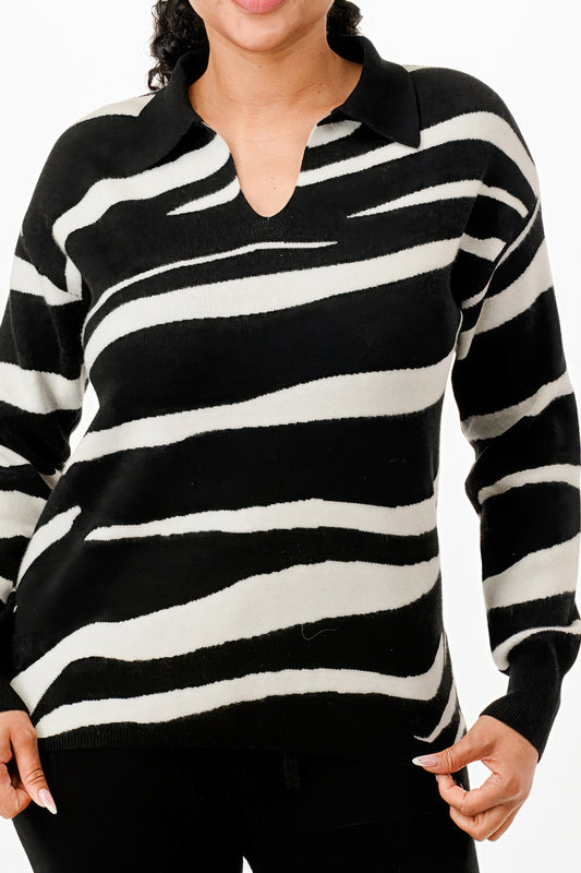 Pullover Collared V-neck Sweater Top And Pant Set - It's a Girly Place