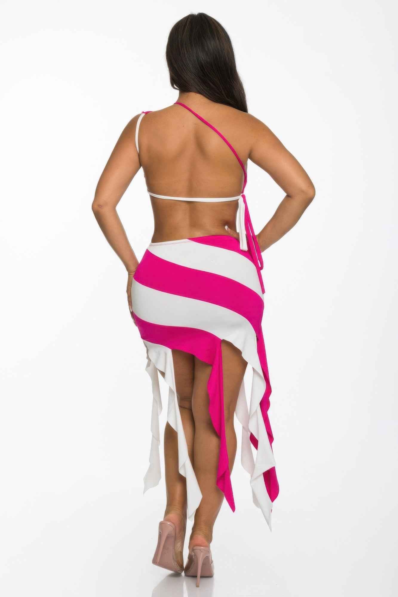 Asymmetric Crop Skirt Set