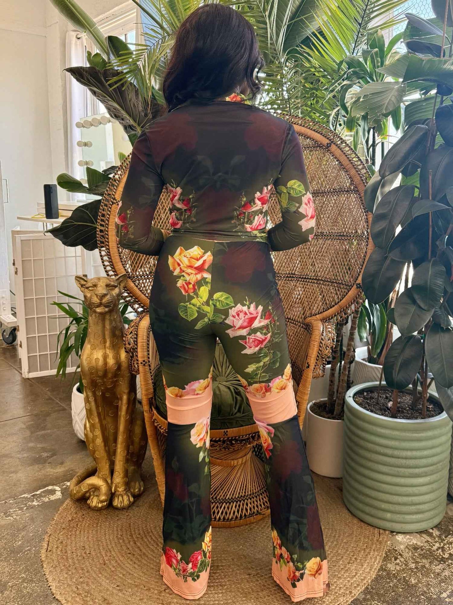 Blush Bloom Mesh Pants Set