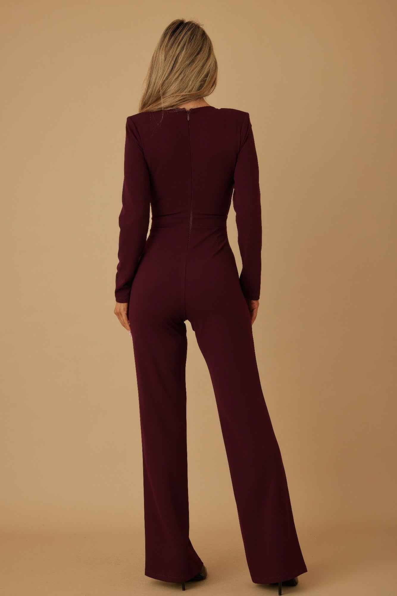 Oval Crystal Stone Wrap Jumpsuit
