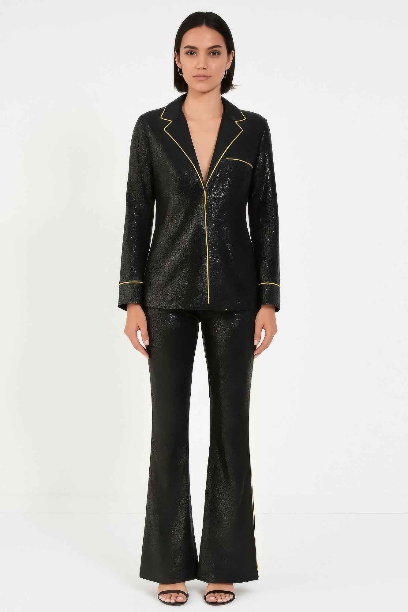 Sequin Collared Two Piece Set