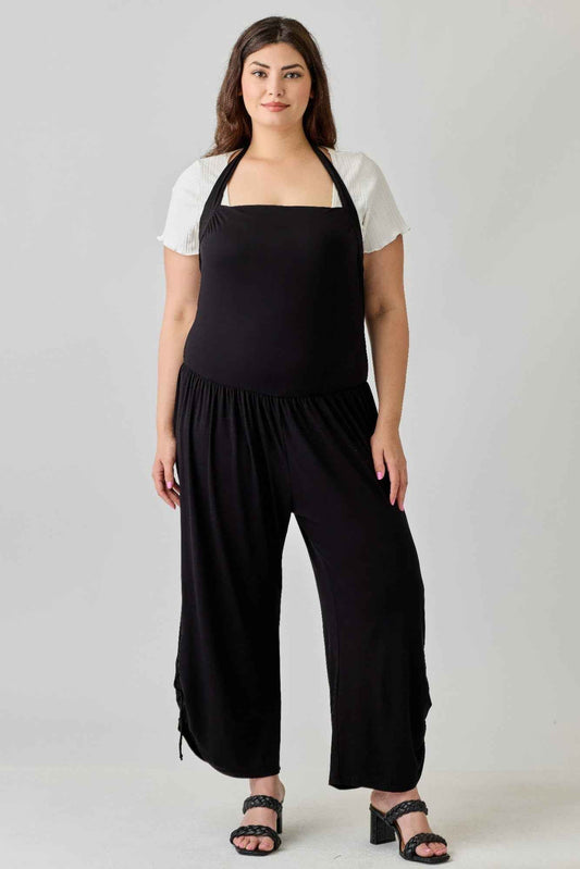 Plus Size Wide Leg Halter Style Jumpsuit